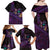 Hawaiian Abstract Sea Turtle Family Matching Off Shoulder Maxi Dress and Hawaiian Shirt Polynesian Tapa Art and Kakau Tattoo Purple WaterColor - Polynesian Pride