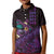 Hawaiian Abstract Sea Turtle Kid Polo Shirt Polynesian Tapa Art and Kakau Tattoo Purple WaterColor - Polynesian Pride