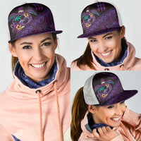 Hawaiian Abstract Sea Turtle Mesh Trucker Cap Polynesian Tapa Art and Kakau Tattoo Purple WaterColor - Polynesian Pride