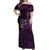 Hawaiian Abstract Sea Turtle Off Shoulder Maxi Dress Polynesian Tapa Art and Kakau Tattoo Purple WaterColor - Polynesian Pride