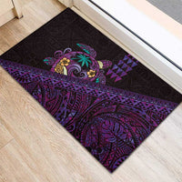 Hawaiian Abstract Sea Turtle Rubber Doormat Polynesian Tapa Art and Kakau Tattoo Purple WaterColor - Polynesian Pride