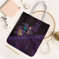 Hawaiian Abstract Sea Turtle Tote Bag Polynesian Tapa Art and Kakau Tattoo Purple WaterColor - Polynesian Pride