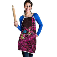 Hawaiian Abstract Sea Turtle Apron Polynesian Tapa Art and Kakau Tattoo Pink WaterColor - Polynesian Pride