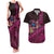 Hawaiian Abstract Sea Turtle Couples Matching Tank Maxi Dress and Hawaiian Shirt Polynesian Tapa Art and Kakau Tattoo Pink WaterColor - Polynesian Pride