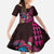 Hawaiian Abstract Sea Turtle Family Matching Off The Shoulder Long Sleeve Dress and Hawaiian Shirt Polynesian Tapa Art and Kakau Tattoo Pink WaterColor - Polynesian Pride
