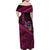 Hawaiian Abstract Sea Turtle Family Matching Off Shoulder Maxi Dress and Hawaiian Shirt Polynesian Tapa Art and Kakau Tattoo Pink WaterColor - Polynesian Pride