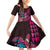 Hawaiian Abstract Sea Turtle Family Matching Off Shoulder Short Dress and Hawaiian Shirt Polynesian Tapa Art and Kakau Tattoo Pink WaterColor - Polynesian Pride