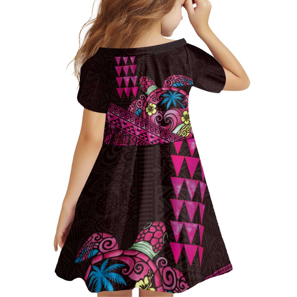 Hawaiian Abstract Sea Turtle Family Matching Puletasi and Hawaiian Shirt Polynesian Tapa Art and Kakau Tattoo Pink WaterColor - Polynesian Pride