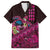 Hawaiian Abstract Sea Turtle Family Matching Summer Maxi Dress and Hawaiian Shirt Polynesian Tapa Art and Kakau Tattoo Pink WaterColor - Polynesian Pride