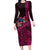 Hawaiian Abstract Sea Turtle Long Sleeve Bodycon Dress Polynesian Tapa Art and Kakau Tattoo Pink WaterColor - Polynesian Pride
