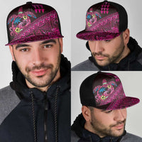 Hawaiian Abstract Sea Turtle Mesh Trucker Cap Polynesian Tapa Art and Kakau Tattoo Pink WaterColor - Polynesian Pride