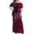 Hawaiian Abstract Sea Turtle Off Shoulder Maxi Dress Polynesian Tapa Art and Kakau Tattoo Pink WaterColor - Polynesian Pride