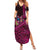 Hawaiian Abstract Sea Turtle Summer Maxi Dress Polynesian Tapa Art and Kakau Tattoo Pink WaterColor - Polynesian Pride