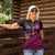 Hawaiian Abstract Sea Turtle Women Polo Shirt Polynesian Tapa Art and Kakau Tattoo Pink WaterColor - Polynesian Pride