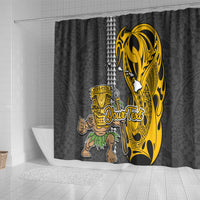 Custom Hawaii Island Shower Curtain Hawaiian Warrior and Kakau Symbols Abstract Tattoo LT03 - Polynesian Pride