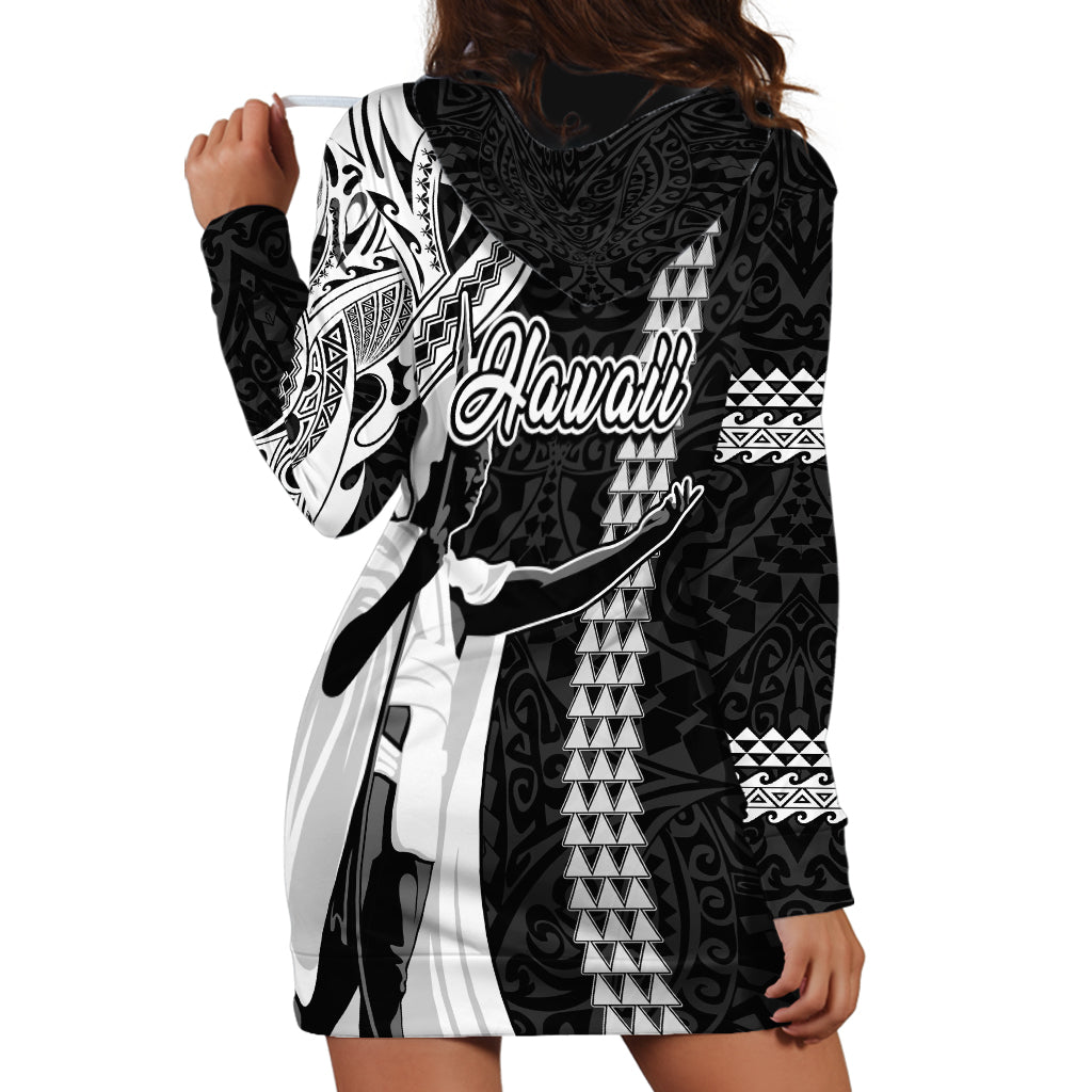 Hawaii Island Hoodie Dress Hawaiian King and Kakau Symbols Abstract Shoulder Tattoo LT03 - Polynesian Pride