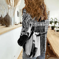 Hawaii Island Women Casual Shirt Hawaiian King and Kakau Symbols Abstract Shoulder Tattoo LT03 - Polynesian Pride