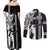 Custom Hawaii Island Couples Matching Off Shoulder Maxi Dress and Long Sleeve Button Shirts Hawaiian King and Kakau Symbols Abstract Shoulder Tattoo LT03 - Polynesian Pride