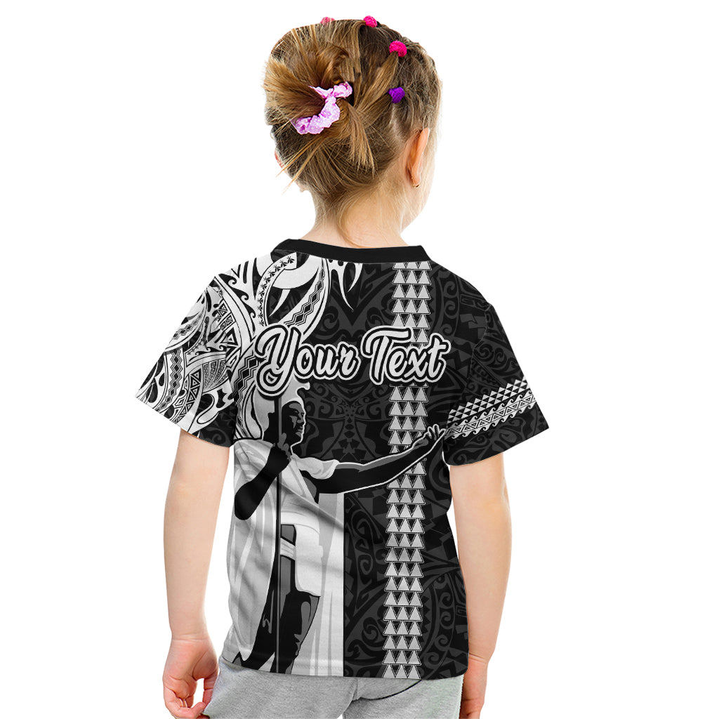 Custom Hawaii Island Kid T Shirt Hawaiian King and Kakau Symbols Abstract Shoulder Tattoo LT03 - Polynesian Pride