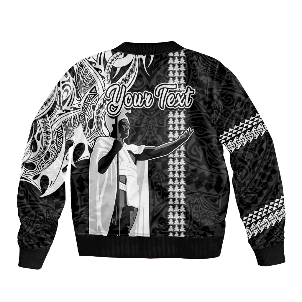Custom Hawaii Island Sleeve Zip Bomber Jacket Hawaiian King and Kakau Symbols Abstract Shoulder Tattoo LT03 - Polynesian Pride