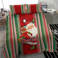 Custom Kiribati Christmas Bedding Set Santa With Gift Bag Behind Ribbons Seamless Red Maori LT03 - Polynesian Pride