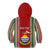 Custom Kiribati Christmas Kid Hoodie Santa With Gift Bag Behind Ribbons Seamless Red Maori LT03 - Polynesian Pride