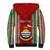 Custom Kiribati Christmas Sherpa Hoodie Santa With Gift Bag Behind Ribbons Seamless Red Maori LT03 - Polynesian Pride