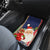 Custom Kiribati Christmas Car Mats Santa With Gift Bag Behind Ribbons Seamless Blue Maori LT03 - Polynesian Pride