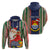 Custom Kiribati Christmas Hoodie Santa With Gift Bag Behind Ribbons Seamless Blue Maori LT03 - Polynesian Pride