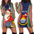 Custom Kiribati Christmas Hoodie Dress Santa With Gift Bag Behind Ribbons Seamless Blue Maori LT03 - Polynesian Pride