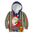 Custom Kiribati Christmas Kid Hoodie Santa With Gift Bag Behind Ribbons Seamless Blue Maori LT03 Blue - Polynesian Pride