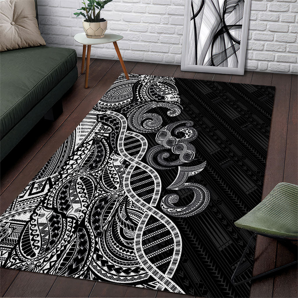 Samoan Traditional Tattoo 685 Area Rug Tribal Tatau DNA Black Color LT03 Black - Polynesian Pride