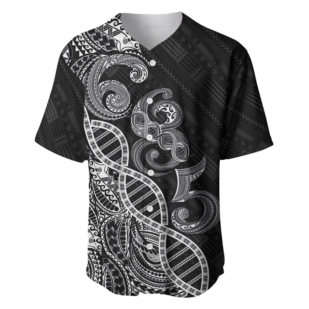 Samoan Traditional Tattoo 685 Baseball Jersey Tribal Tatau DNA Black Color LT03 Black - Polynesian Pride