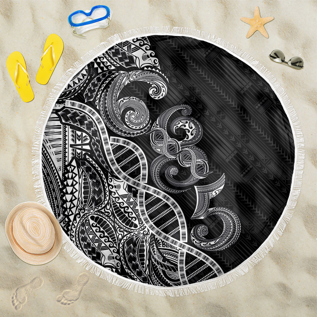 Samoan Traditional Tattoo 685 Beach Blanket Tribal Tatau DNA Black Color LT03 One Size 150cm Black - Polynesian Pride