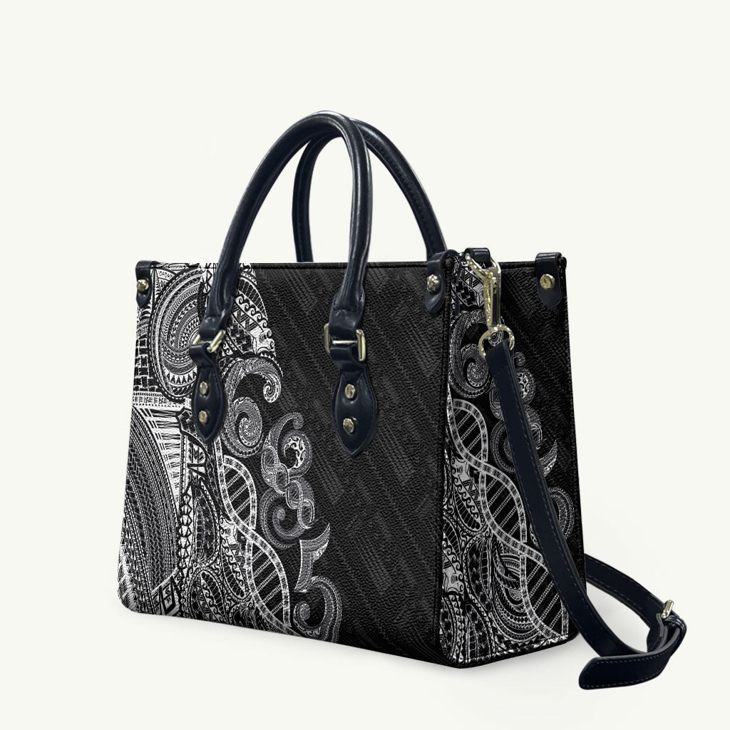 Samoan Traditional Tattoo 685 Leather Bag Tribal Tatau DNA Black Color LT03 Black - Polynesian Pride
