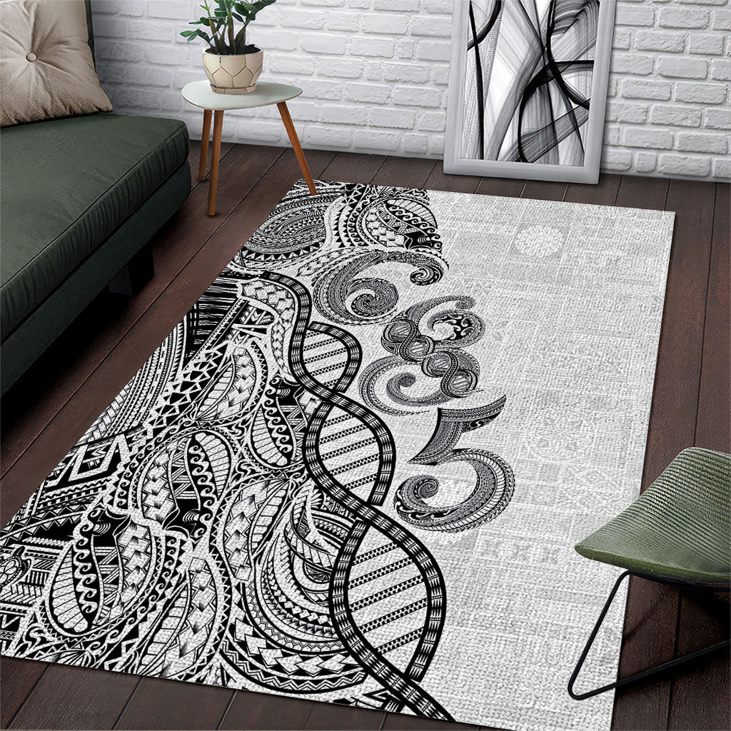 Samoan Traditional Tattoo 685 Area Rug Tribal Tatau DNA White Color LT03 White - Polynesian Pride
