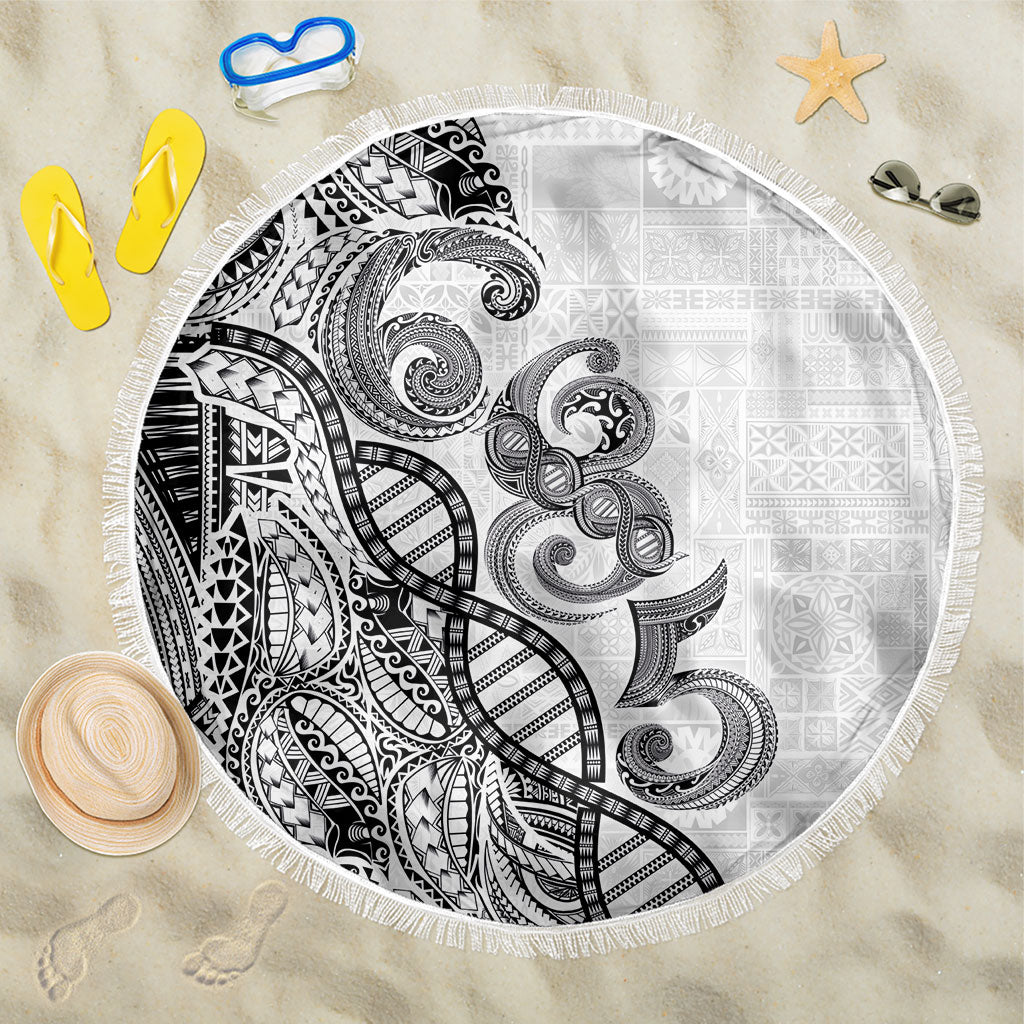 Samoan Traditional Tattoo 685 Beach Blanket Tribal Tatau DNA White Color LT03 One Size 150cm White - Polynesian Pride