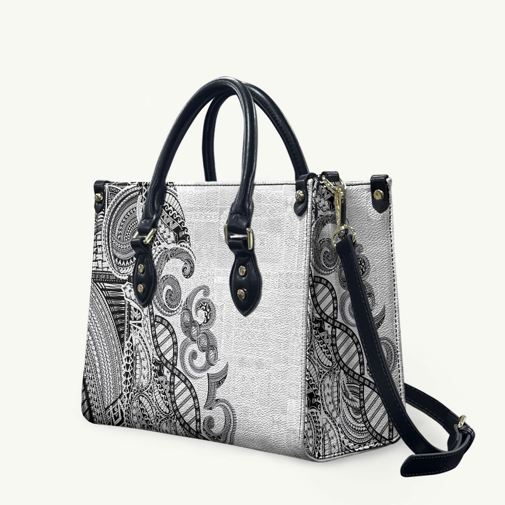 Samoan Traditional Tattoo 685 Leather Bag Tribal Tatau DNA White Color LT03 White - Polynesian Pride