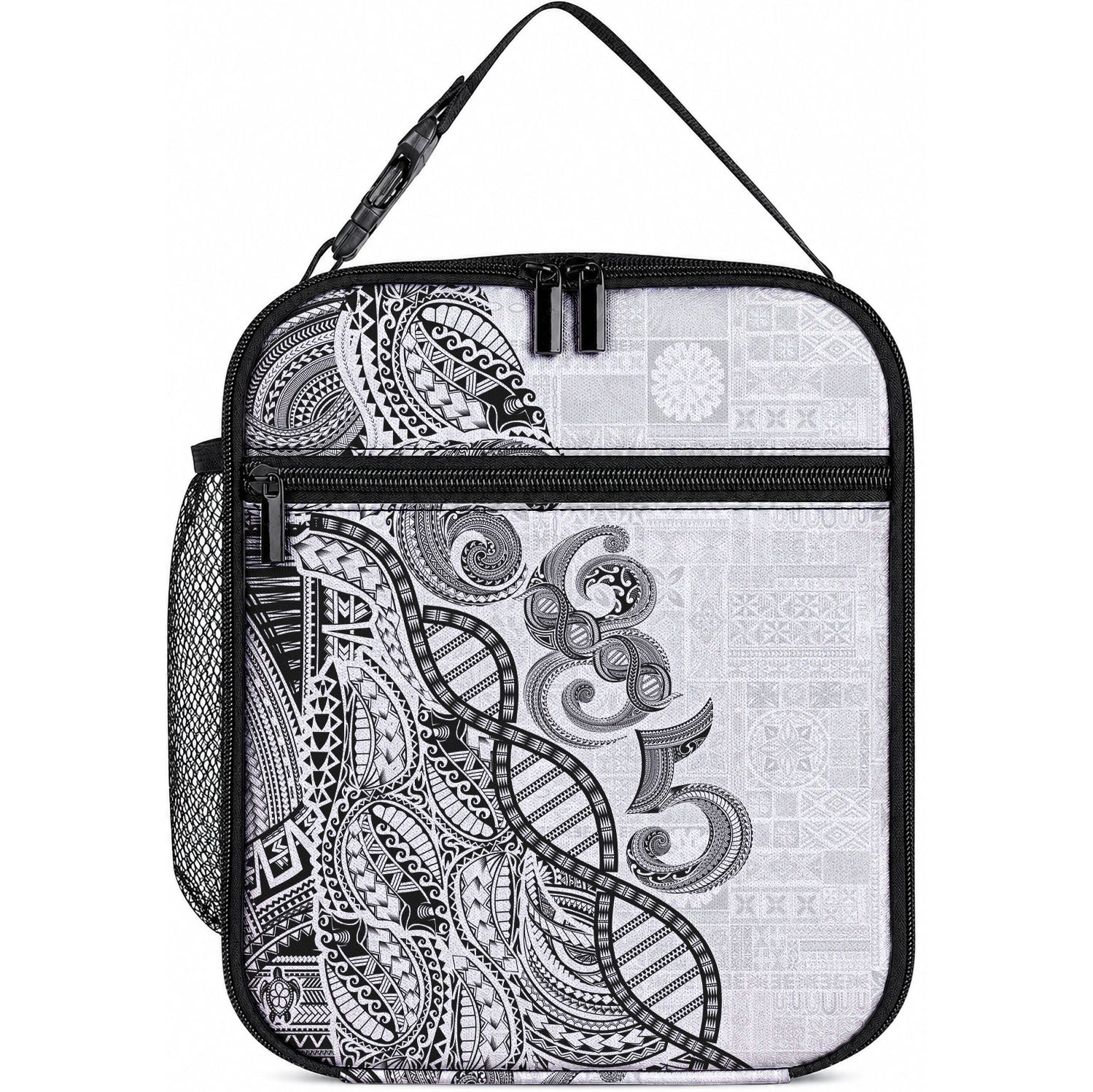 Samoan Traditional Tattoo 685 Lunch Bag Tribal Tatau DNA White Color LT03 10.2 × 8.3 × 4.3 inch White - Polynesian Pride