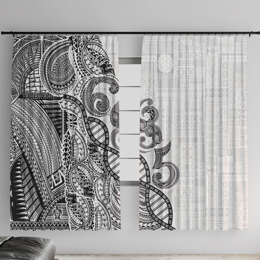 Samoan Traditional Tattoo 685 Window Curtain Tribal Tatau DNA White Color LT03 With Hooks White - Polynesian Pride