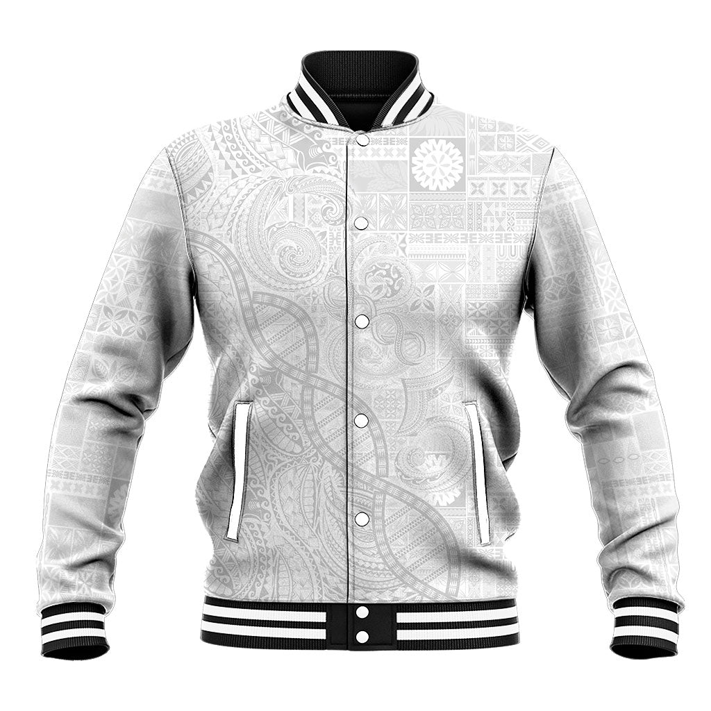 Samoan Traditional Tattoo 685 Baseball Jacket Tribal Tatau DNA All-White LT03 Unisex White - Polynesian Pride