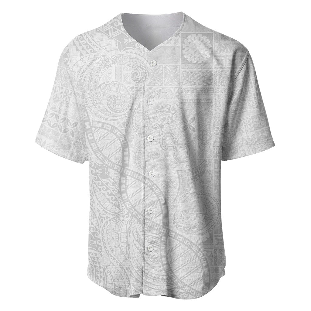 Samoan Traditional Tattoo 685 Baseball Jersey Tribal Tatau DNA All-White LT03 White - Polynesian Pride