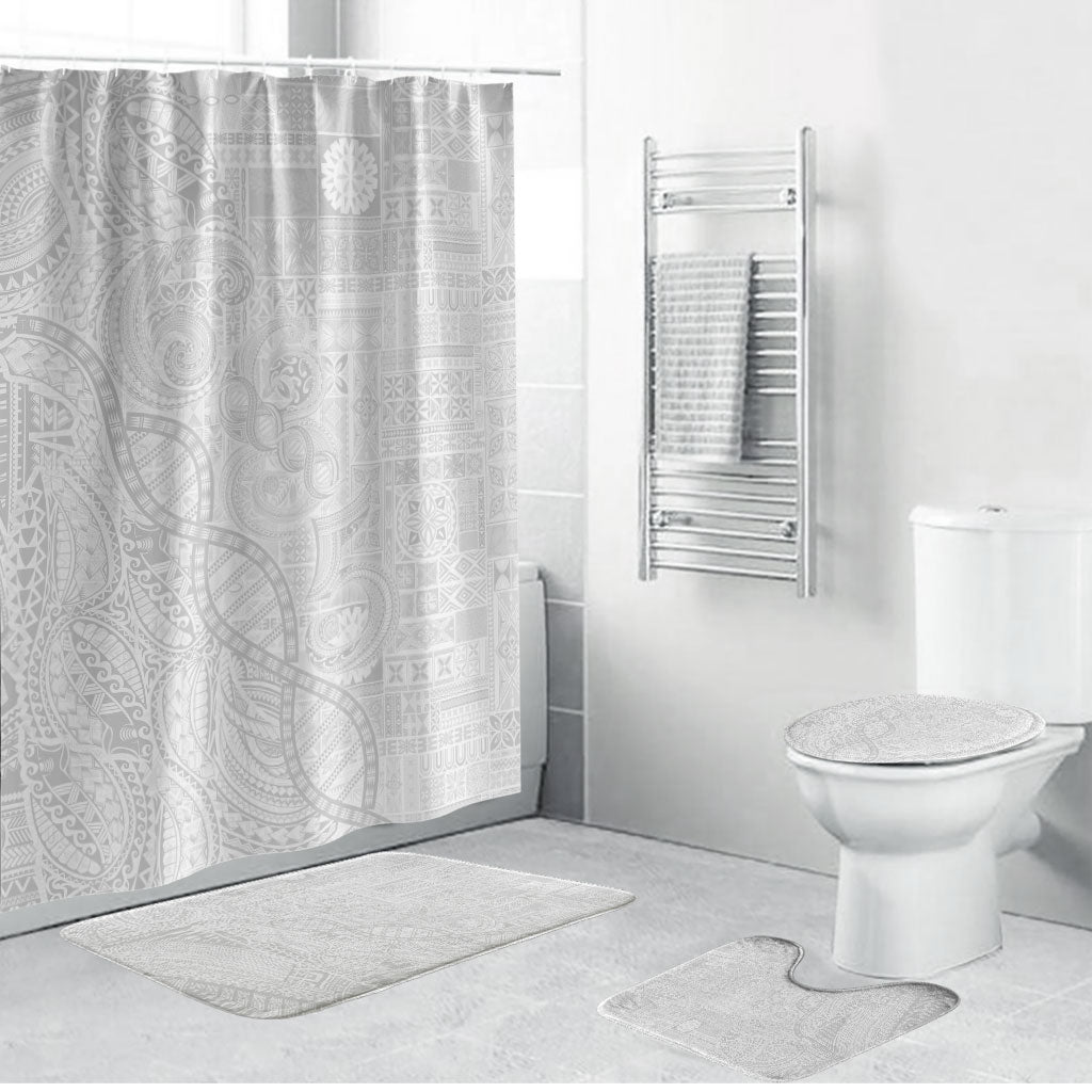 Samoan Traditional Tattoo 685 Bathroom Set Tribal Tatau DNA All-White LT03 Bathroom Set (4 pcs) White - Polynesian Pride