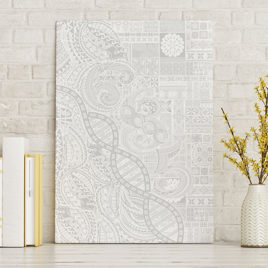 Samoan Traditional Tattoo 685 Canvas Wall Art Tribal Tatau DNA All-White LT03 Without Frame White - Polynesian Pride