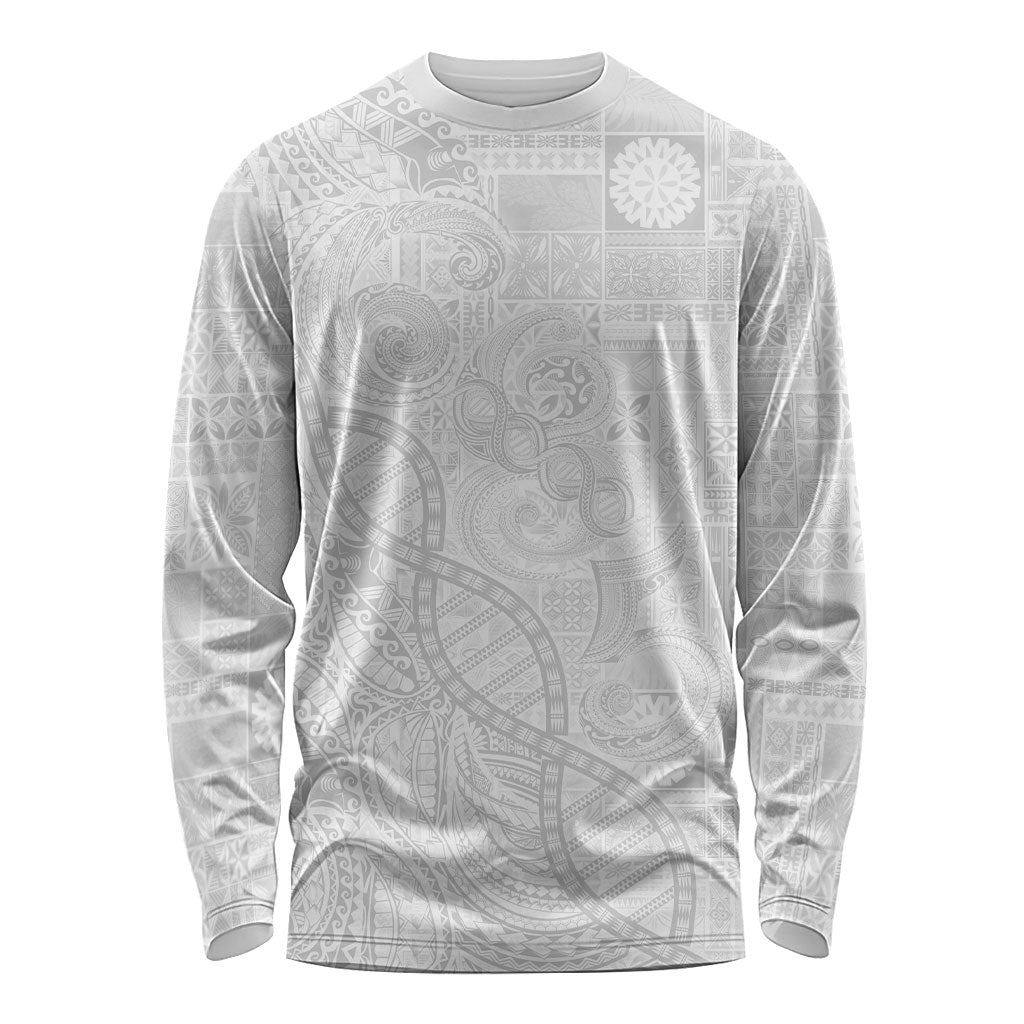 Samoan Traditional Tattoo 685 Long Sleeve Shirt Tribal Tatau DNA All-White