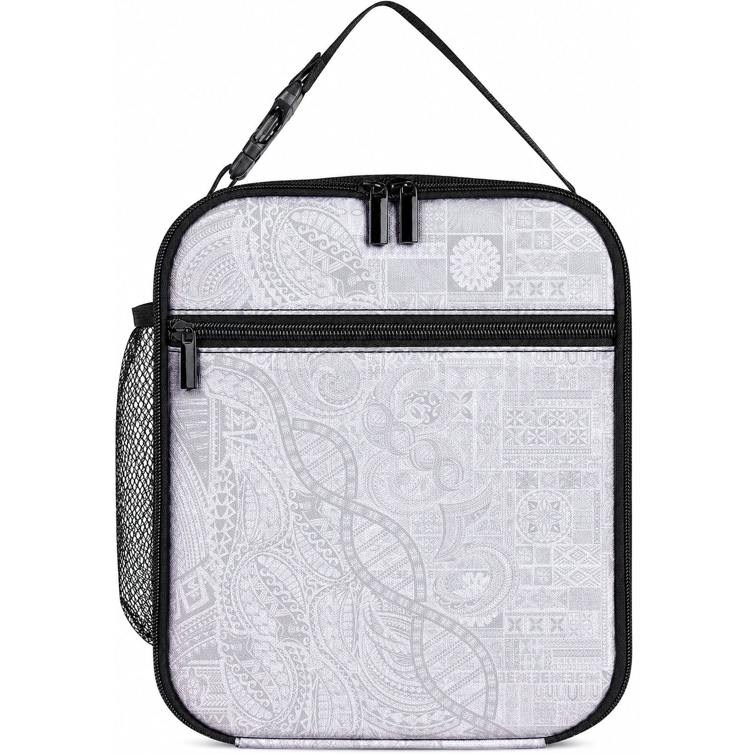 Samoan Traditional Tattoo 685 Lunch Bag Tribal Tatau DNA All-White LT03 10.2 × 8.3 × 4.3 inch White - Polynesian Pride