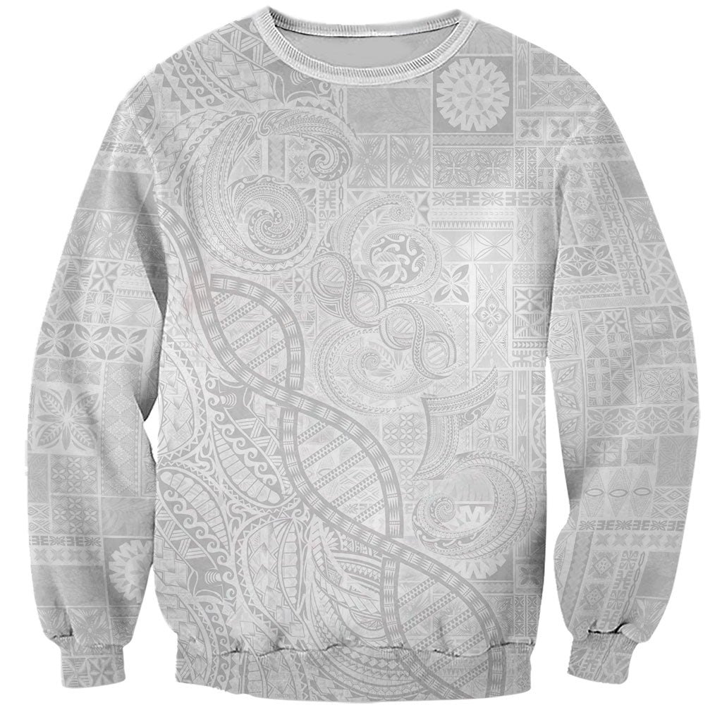 Samoan Traditional Tattoo 685 Sweatshirt Tribal Tatau DNA All-White LT03 Unisex White - Polynesian Pride