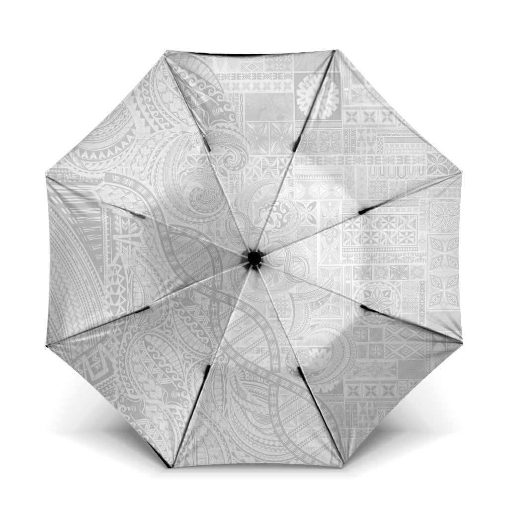 Samoan Traditional Tattoo 685 Umbrella Tribal Tatau DNA All-White LT03 One Size Folded 11.42 inch Opened Diameter 37.4 inch White - Polynesian Pride