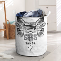 Super Samoa 685 Tribal Tattoo Laundry Basket Siapo Pattern White Edition LT03 White - Polynesian Pride