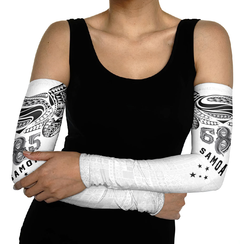 Super Samoa 685 Tribal Tattoo Arm Sleeves Siapo Pattern White Edition LT03 - Polynesian Pride